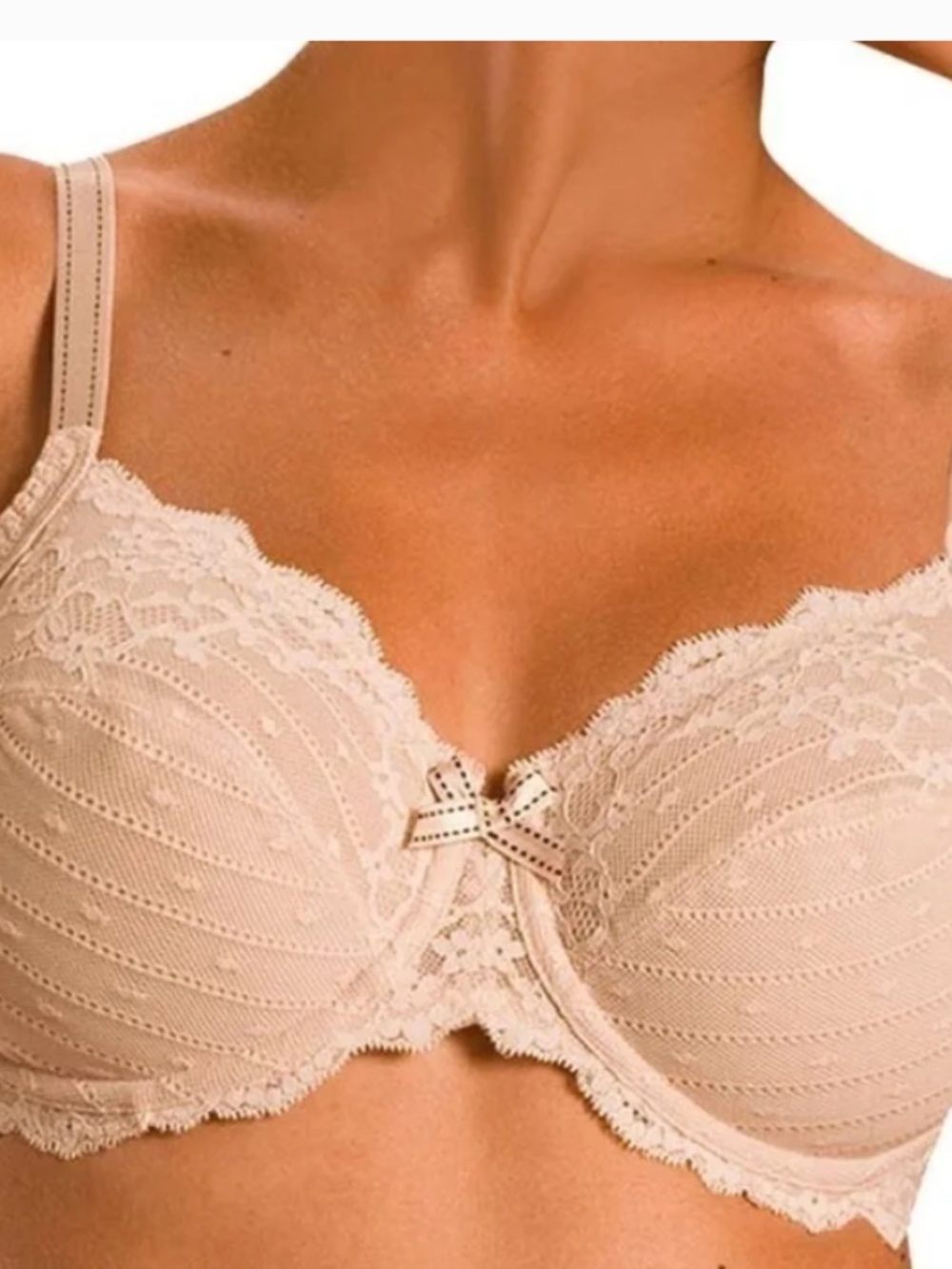 NWT Chantalle Rive Gauche Full Coverage Lace Bra SZ 44D in Cappuccino
